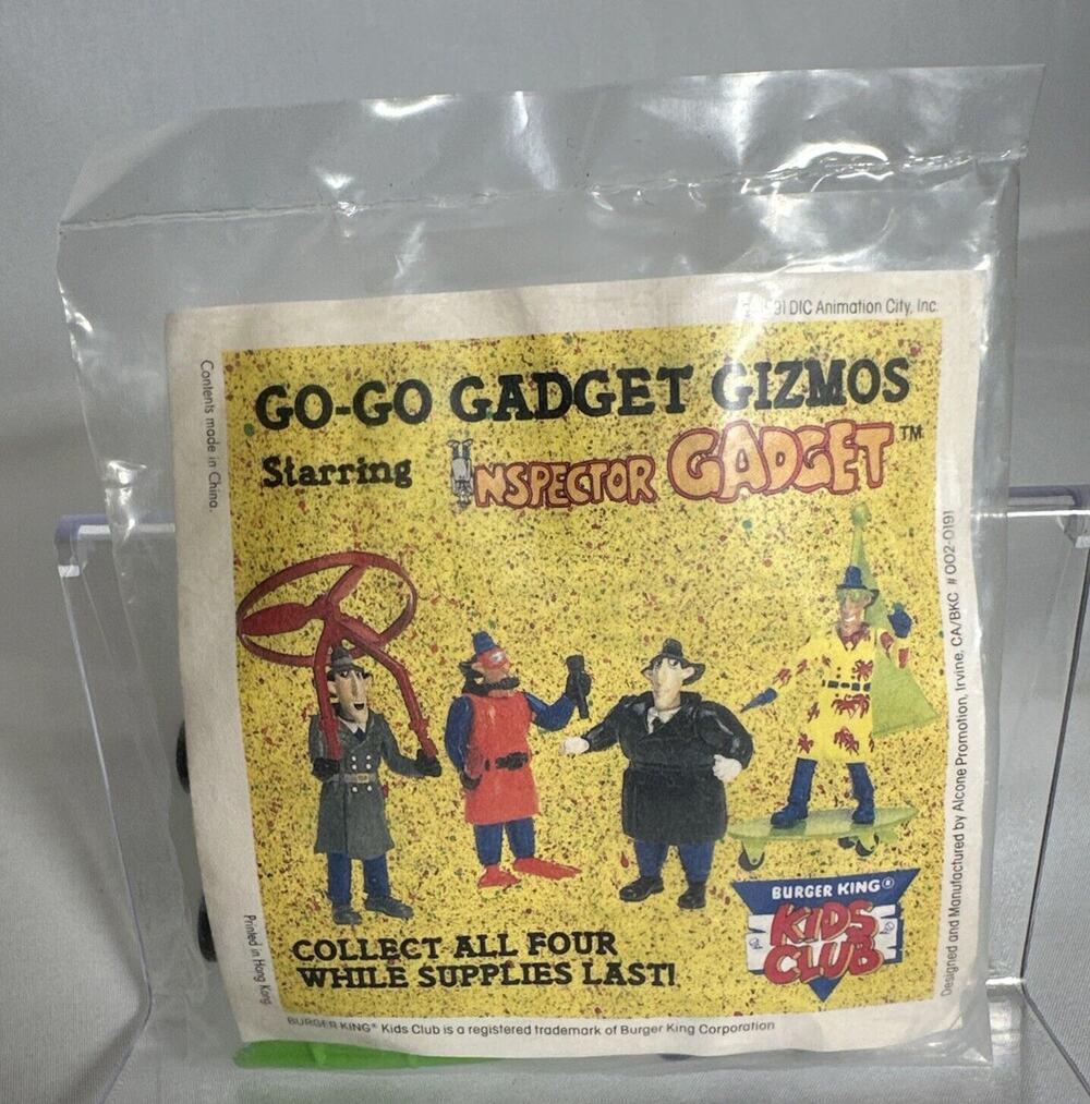 Unopened Burger King 1991 Toy Inspector Gadget Green Vintage Fast Food